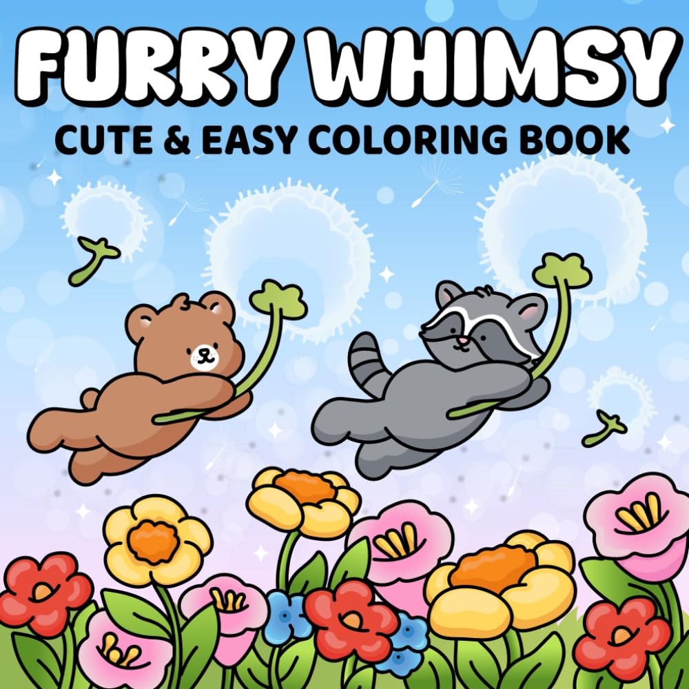 Furry Whimsy: A Coloring Book for Adults and Teens Featuring Magical Animal Characters with Easy and Simple Designs for Relaxation