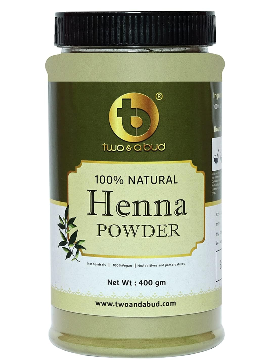 Two & A Bud 100% Natural Henna Powder for Hair (400g) Mehndi for Hair Coloring & Conditioning, Vegan & Chemical-Free, Unadulterated Herbal Hair Mask for Natural Hair, Dandruff Hair Growth-image-16