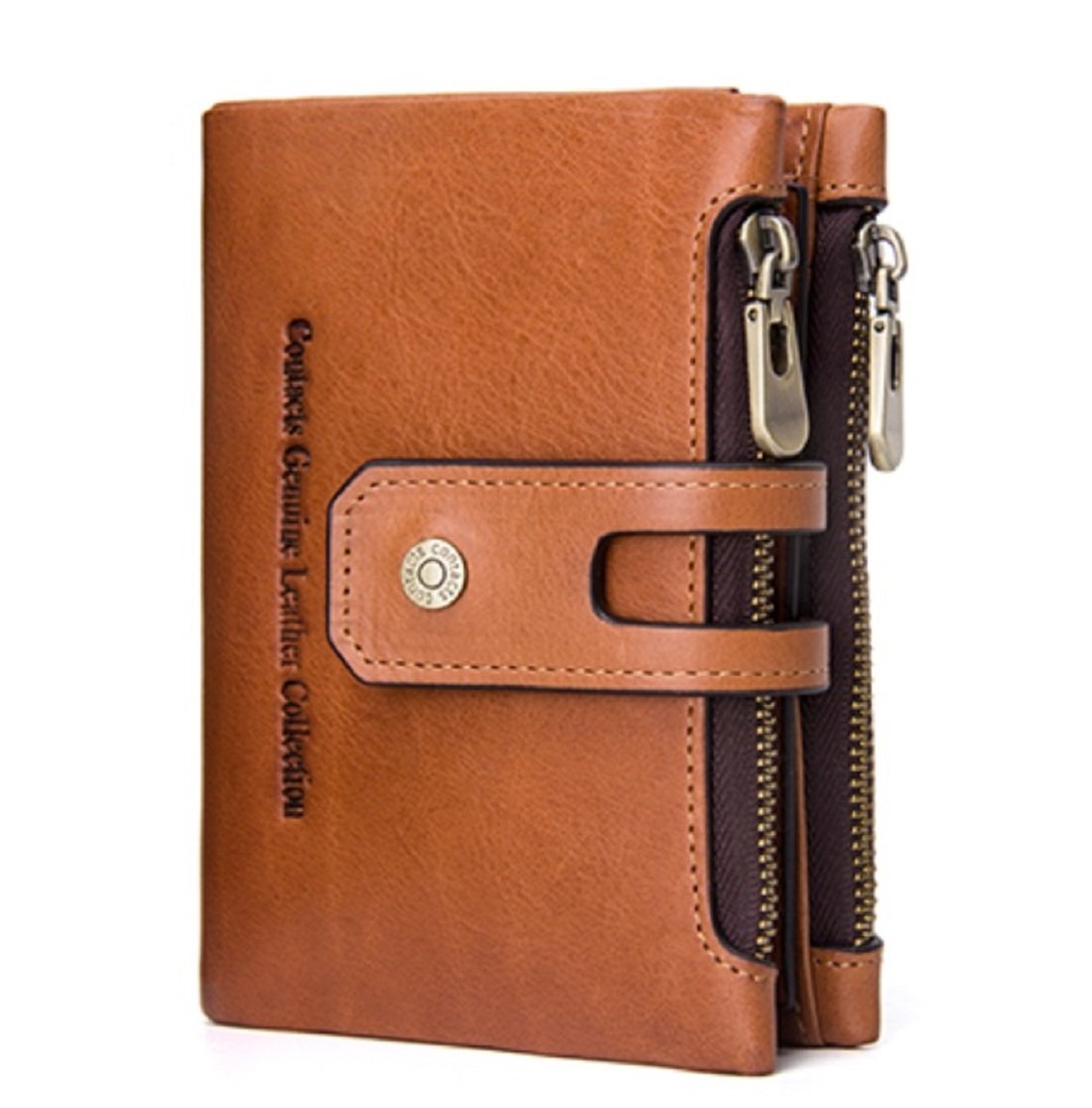 Contacts Mens Genuine Leather Wallet | RFID Blocking Wallet for Men| 14 Card Slots, 1 ID Window | 2 Zipper Compartments, Button Closure (Beige)…… (B07HD16CHV) Amazon Price History, Amazon Price Tracker