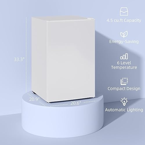 Miniatura 4 de HOMCOM Mini refrigerador de 4.5 pies cúbicos con congelador, refrigerador pequeño de una sola puerta con termostato ajustable, eficiencia