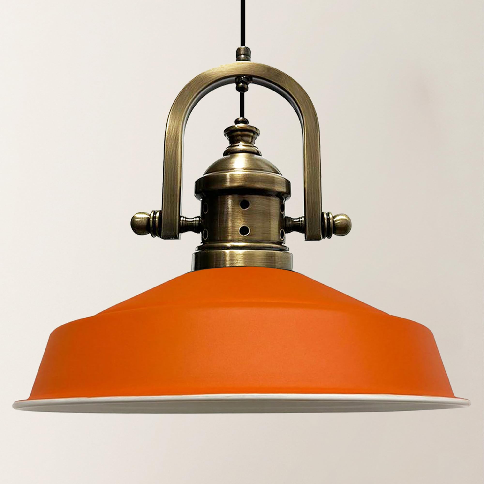 Bamyum Orange 1 Asletl-Finke Industrial Pendant Light, 40 Cm Shades, Modern Metal Kitchen Island Lights, E27 Pendant Lamp For Living & Dining Room, Orange Pendant Light