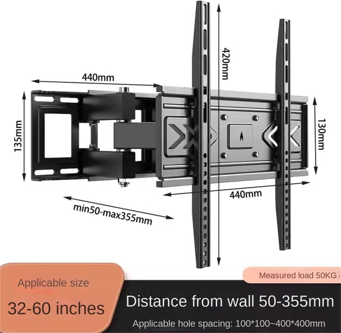 Tv Stand Bracket Telescoping TV Stand for 32 to 65-inch TVs Hanging Height Adjustment Tilt & Swivel Wall-Mounted TV Stand Tv Stand Adjustable