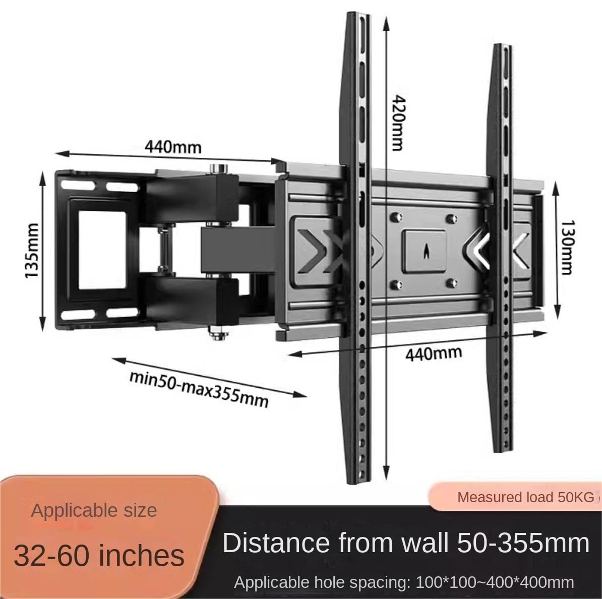 Supporto TV Supporto TV Telescopico per da 32 A 65 Pollici Staffa Sospesa Regolazione Altezza Inclinabile E Girevole A Parete Home Cinema
