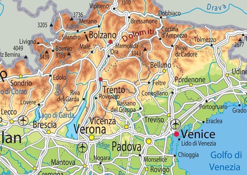 Miniatura 4 de Póster pictórico mapa de Italia - 23.4 x 16.5 pulgadas - Papel laminado
