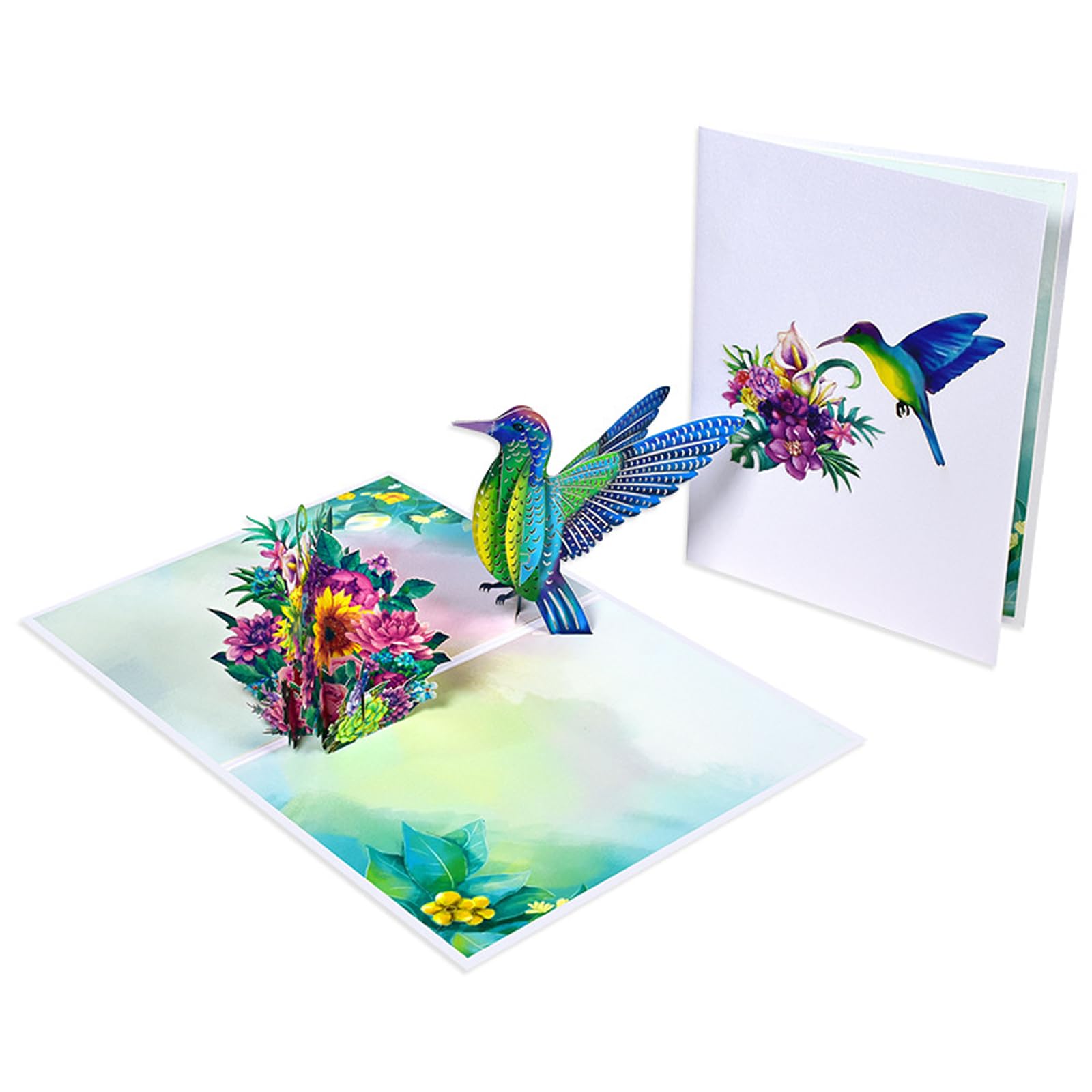 AYNKH 1 Pack Hummingbird with Blue Flower Card?3D Gift Card for Your Mum Wife, Daughter,Grandma, Sister
