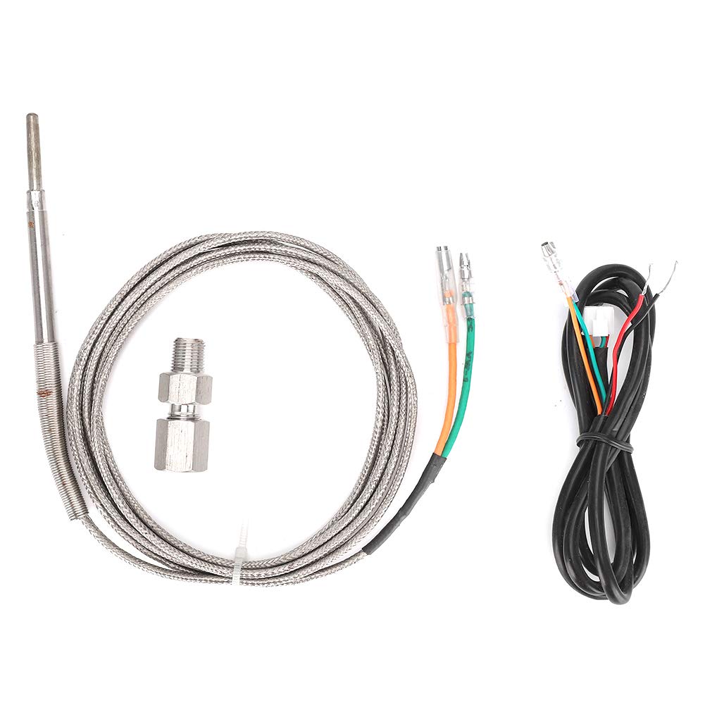 Qiilu Jauge de température de gaz d'échappement de voiture 2in 52mm, jauge de température de gaz d'échappement DC 12 V 7 couleurs Auto voiture numérique LED EGT mètre avec capteur