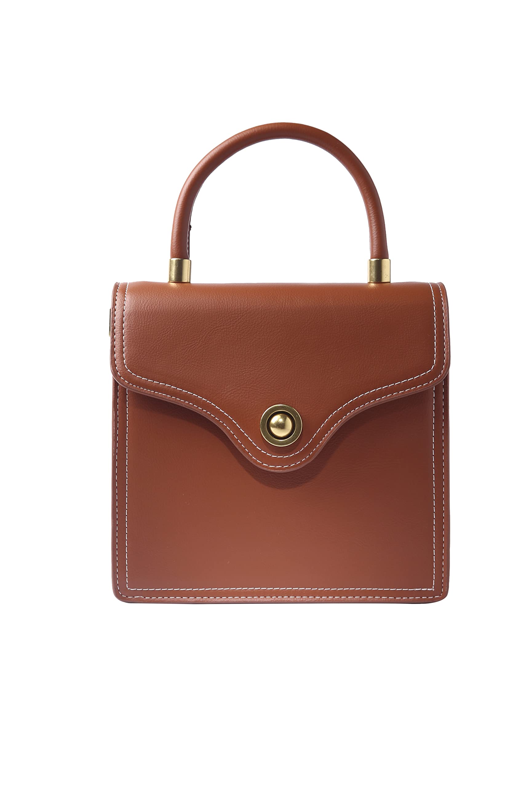 Sac à main en polyuréthane vegan au design raffiné marron taille Medium - 5
