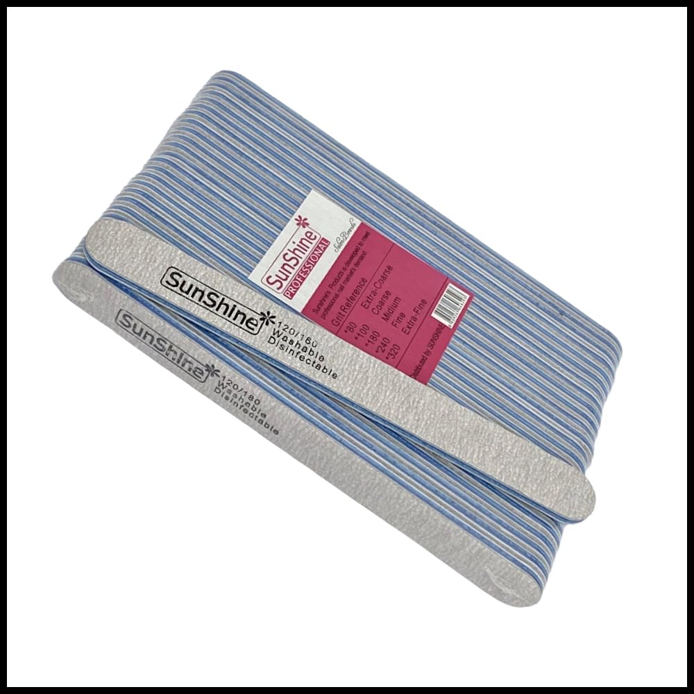 Sunshine Washable Disnfectable Nail File 120/180 Grit - 25pcs / pack
