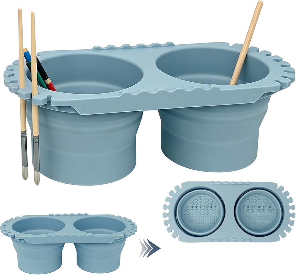 Jiasikaa Dual-Compartment Silicone Brush Rinse Cup product image from Amazon