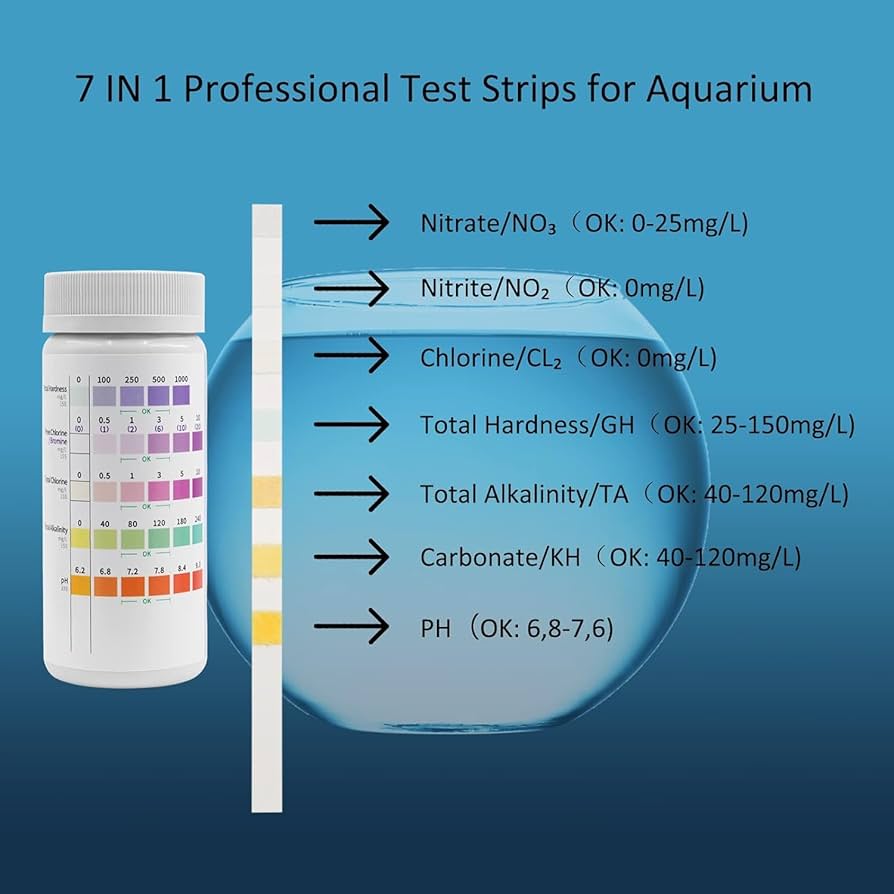 Phosphate Test Kit Adiwo Aquariu Test Strips, 7 In 1 Fish Tank Test Kit, Freshwater Chlorine Test Strips
