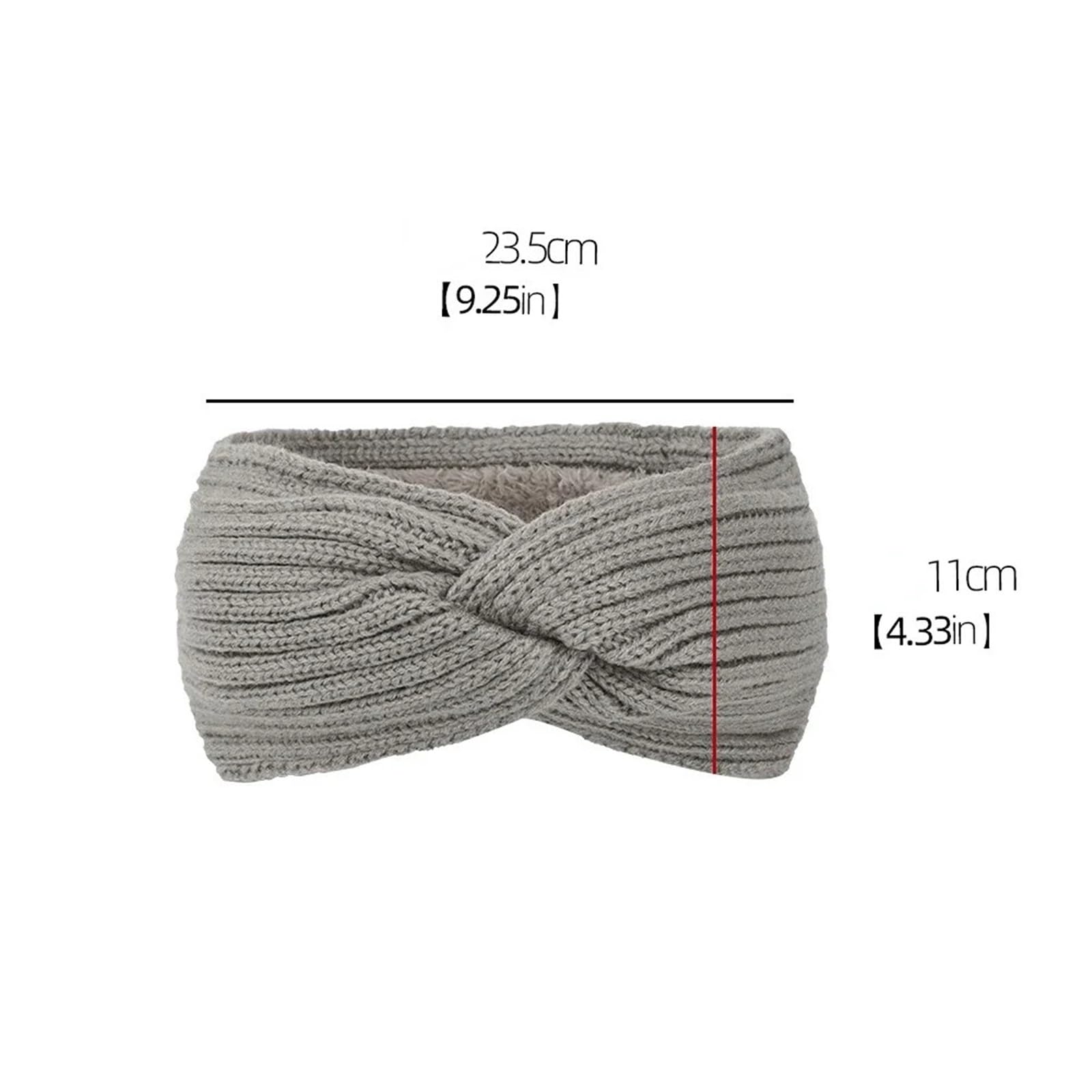 Diadema cruzada tejida ancha de invierno for mujer, turbante elástico for Yoga, gorros cálidos felpa, accesorios for el cabello, 2 uds Para Mujer(Light gray)