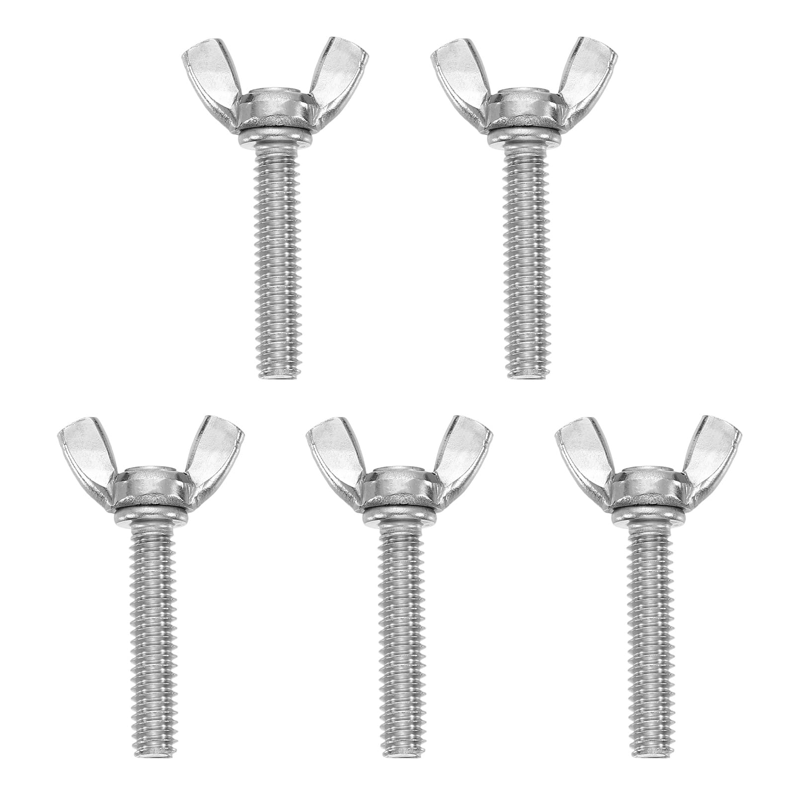 uxcell 5Pcs 1/4-20" x 1-1/4" Wing Butterfly Screw Bolts, 304 Stainless Steel Machine Fastener, Thumb Hand Screws for Electronic Equipment, Silver Tone