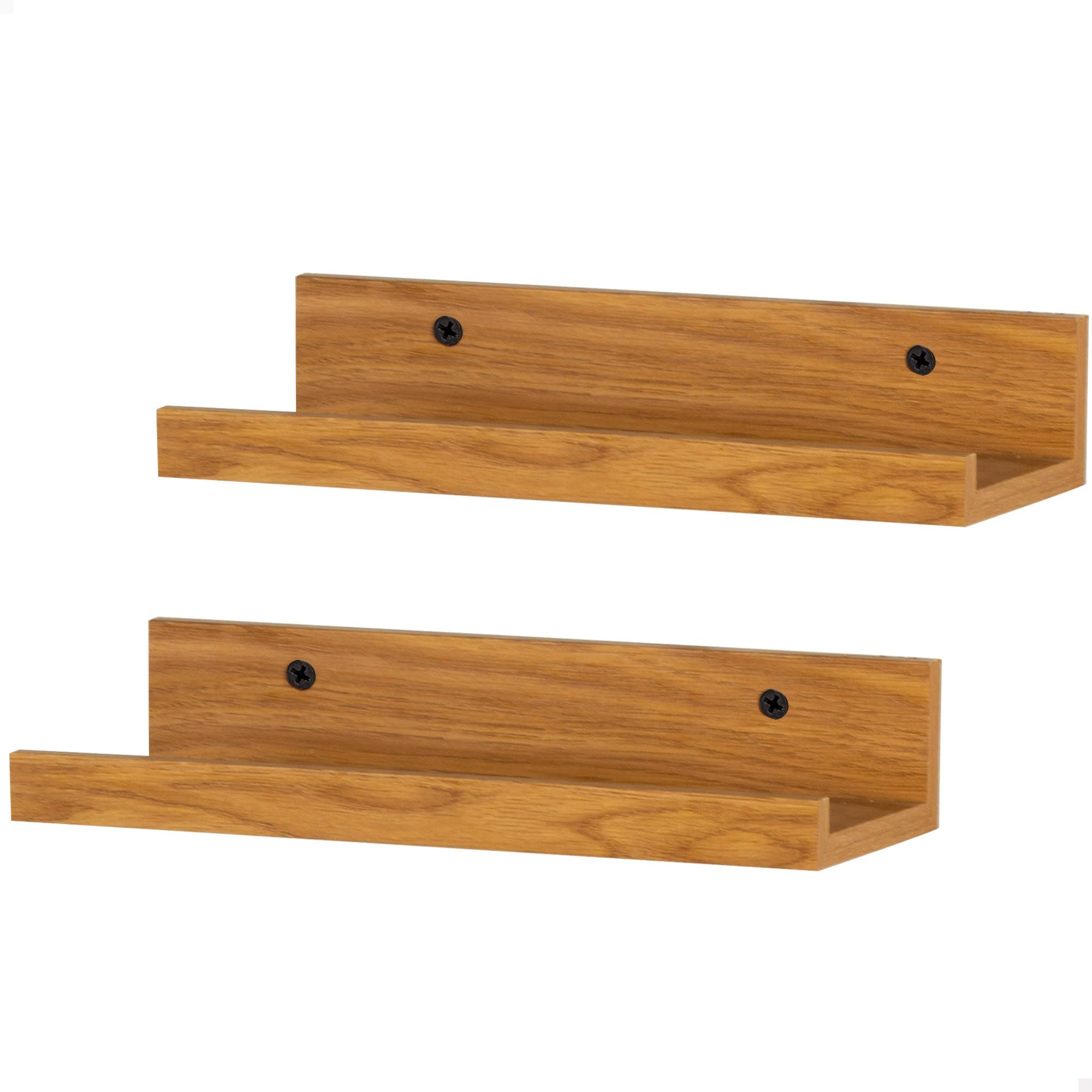 AKTIVE MAX Home Set of 2 Wall Shelves, 25 cm, Oak Effect, Floating, for Pictures, Decoration, Living Room, Dining Room, Kitchen, Bathroom (18486)