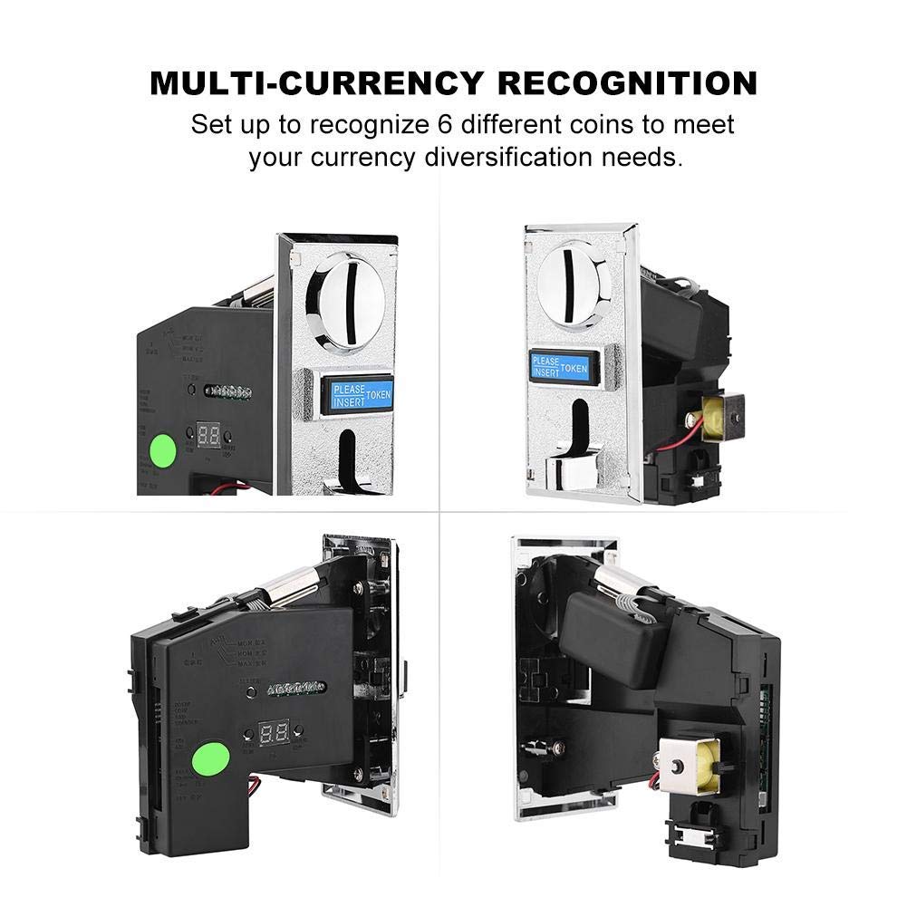 Annadue Selector de Monedas de Tragamonedas, Aceptador de Monedas Inteligente, Multi-Coin y Alta Precisión Smart Coin Slot, para la Máquina Expendedora de Juegos y Tragamonedas.