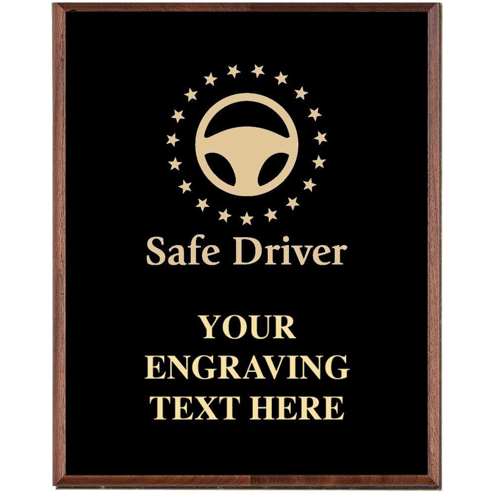 Crown Awards Safe Driver Plaques, Custom Engraved Safe Driving Trophy Plaque Award, Great Customizable Steering Wheel Trophies Prime