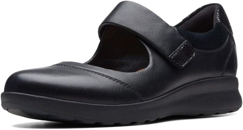 Clarks Women's Un Adorn Strap Loafers, Black Black Combi, 3 UK