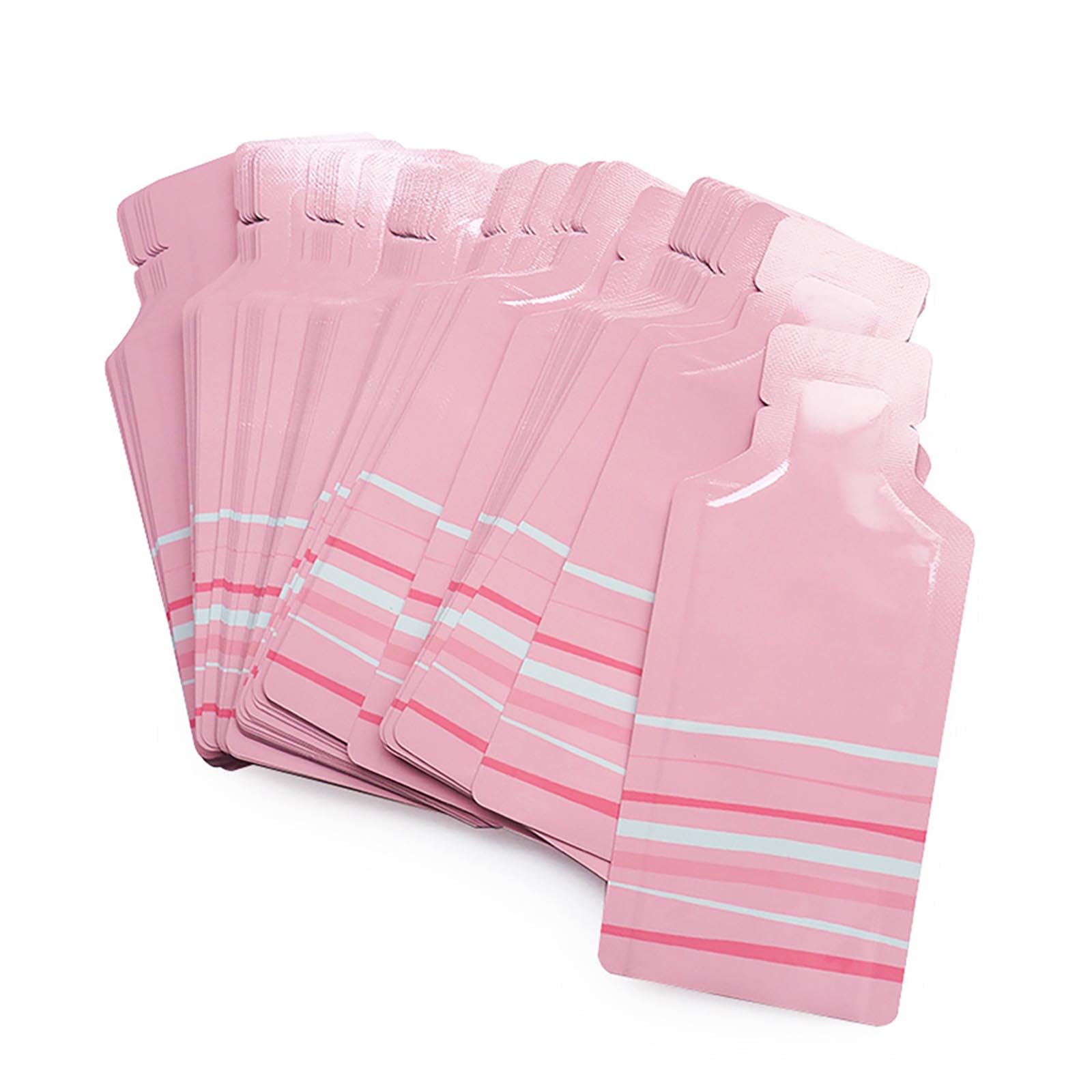 100 Open Top Mylar Foil Food Storage Bags Heat Seal Bags Glossy Flat Pouch for Powder Lotion Honey Sample Packing with Tear Notches Bottle Shaped Sachet (Glossy, 2x4.25in) (Pink)