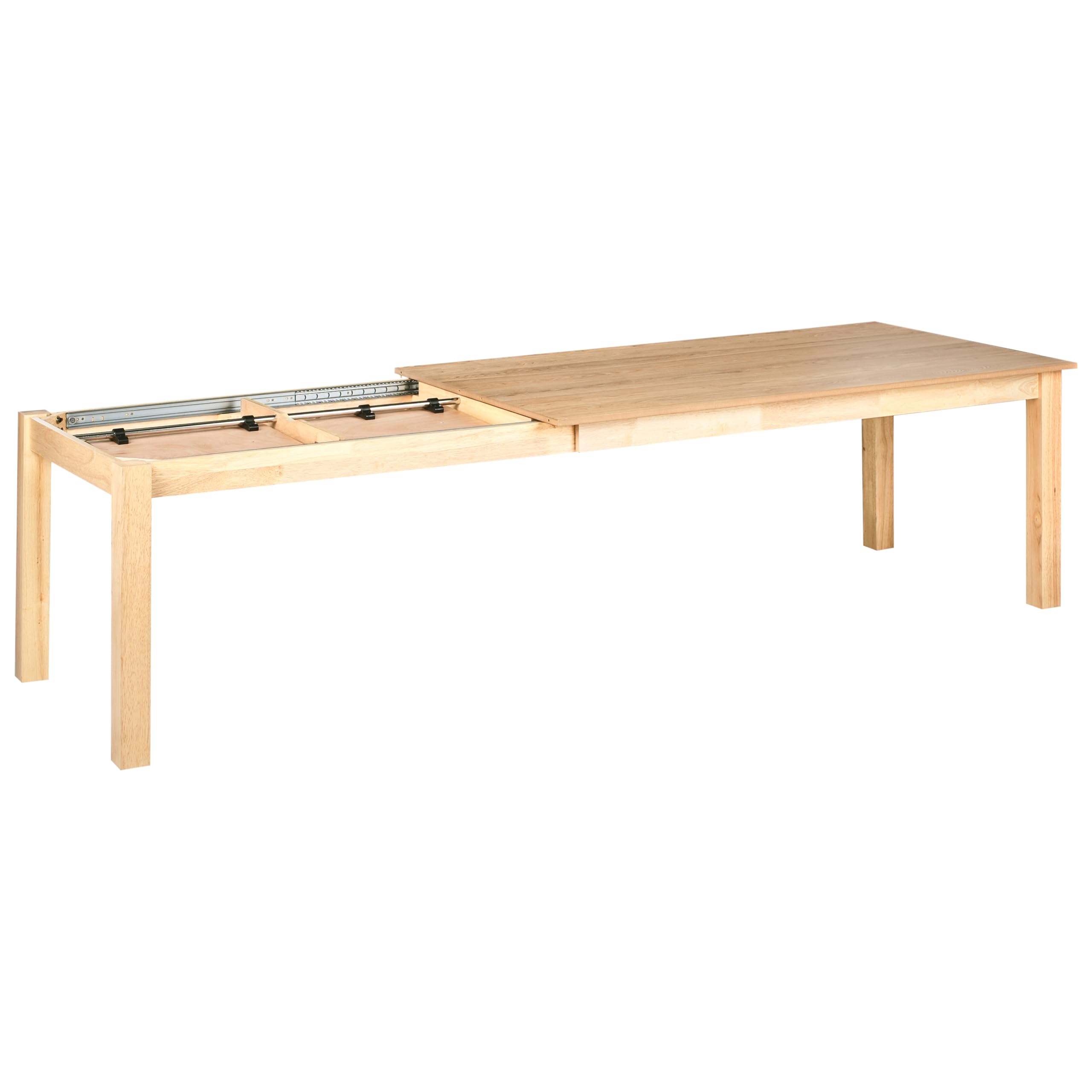 Beliani Table de Salle à Manger Extensible Placage en Frêne Rectangulaire 180/280 x 100 cm Pieds en Bois Massif Finition Naturelle Marron Clair Madura