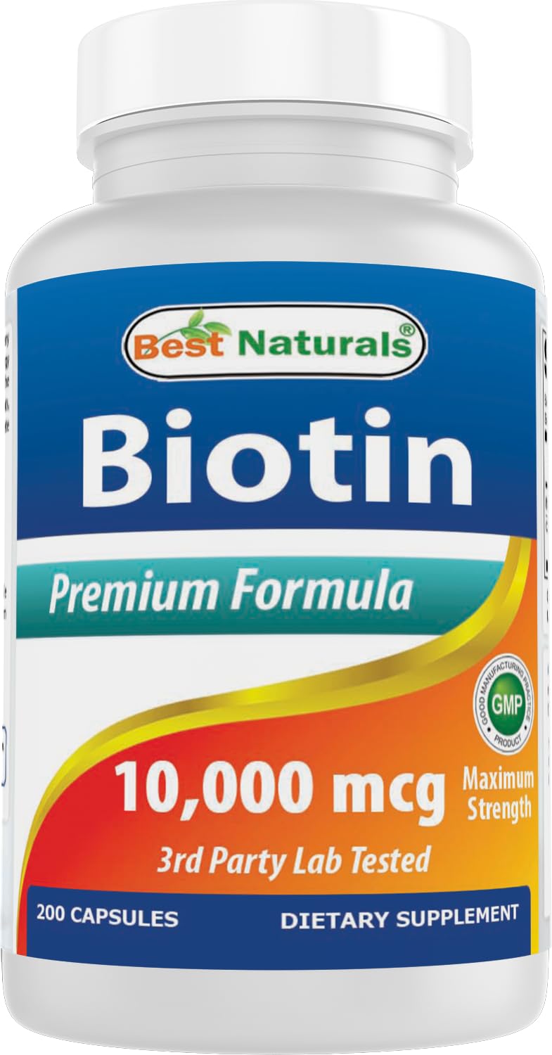 Best Naturals Maximum Potency Biotin 10,000 Mcg for Healthier and Longer Hair Growth Support Formula, 200 Count
