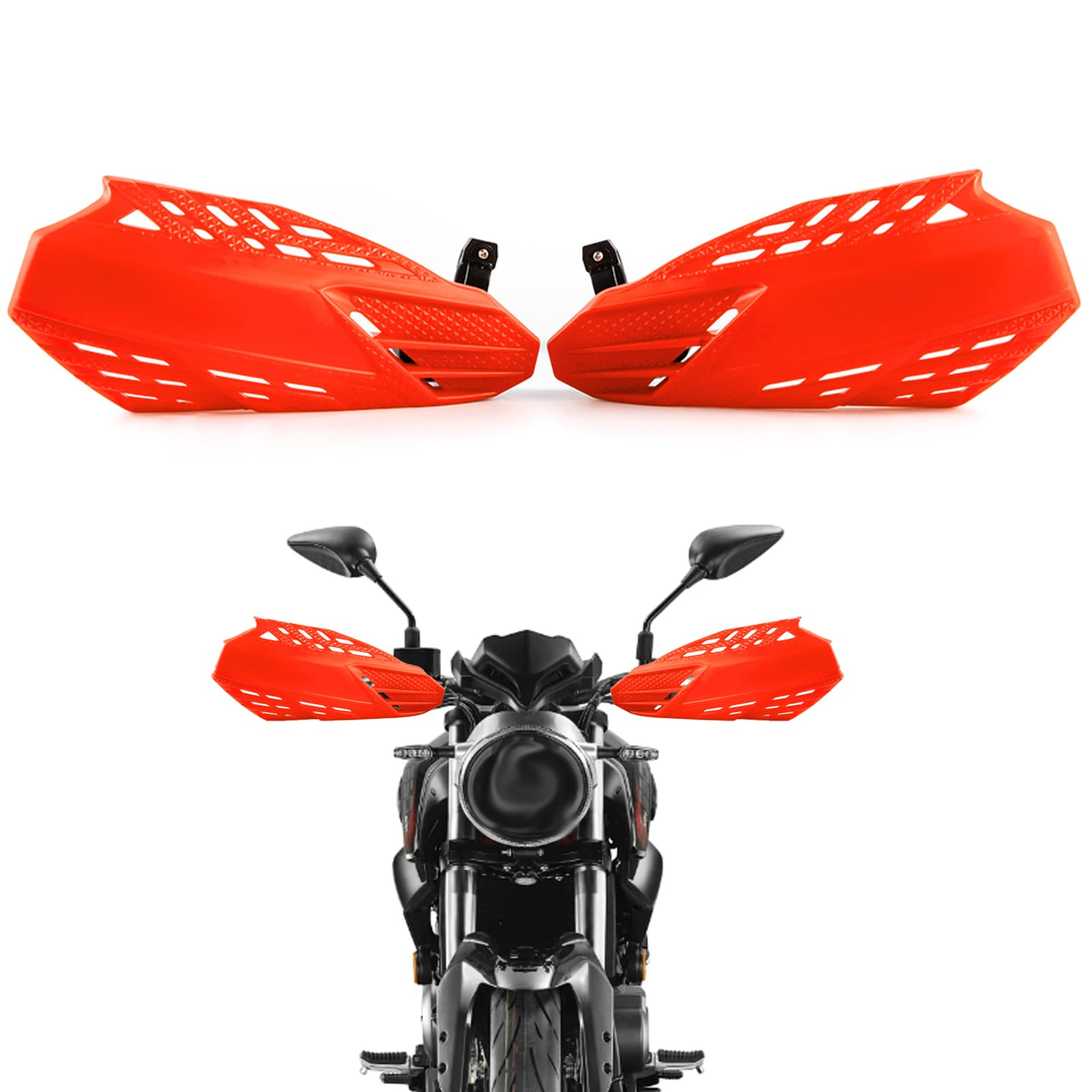 Protège-mains moto pour motos tout-terrain pour 22 mm 25 mm 28 mm protege mains moto avec protection pour les mains pour motos tout-terrain Compatible avec quads bobbers choppers (Orange)