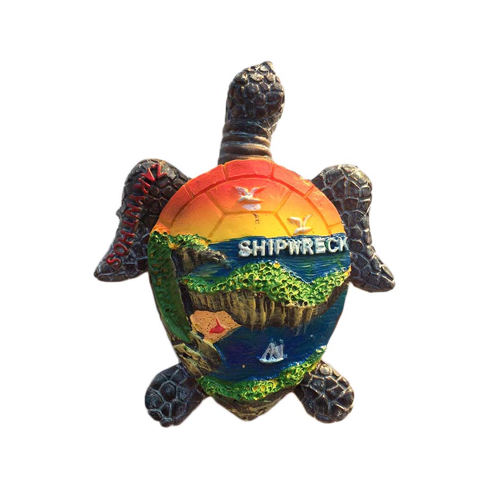 Wedarego Zakynthos Shipwreck Greece 3D Turtle Refrigerator Magnet Souvenirs Handmade Resin Magnetic Stickers Home Kitchen Decoration,Greece Fridge Magnet Collection Gift