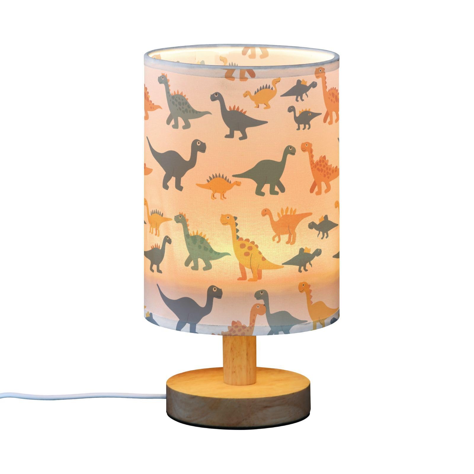 Mnsruu Bedside Table Lamp Dinosaurs Dino Doodle Bedside Lamps LED Light Desk Lamp Fabric Shade Small Lamp for Bedroom Living Room (Bulb Included) - Image 4