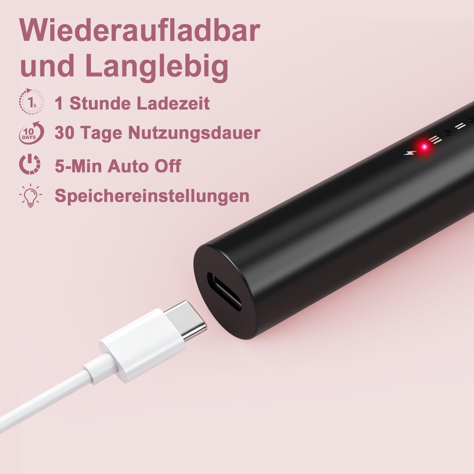3 in 1 Beheizbar Wimpernzange Elektrisch, Wimpern Curler, VerbrüHungsschutz, 10S Schnelles Aufheizen, 3 Temperaturen, USB C Aufladbar Tragbar Heated Eyelash Curler für Alle Wimpern (Schwarz)