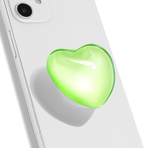 COMMONKUNST Agarre de cristal en forma de corazón plegable y multifuncional para teléfono móvil y Kicktand cristal verde