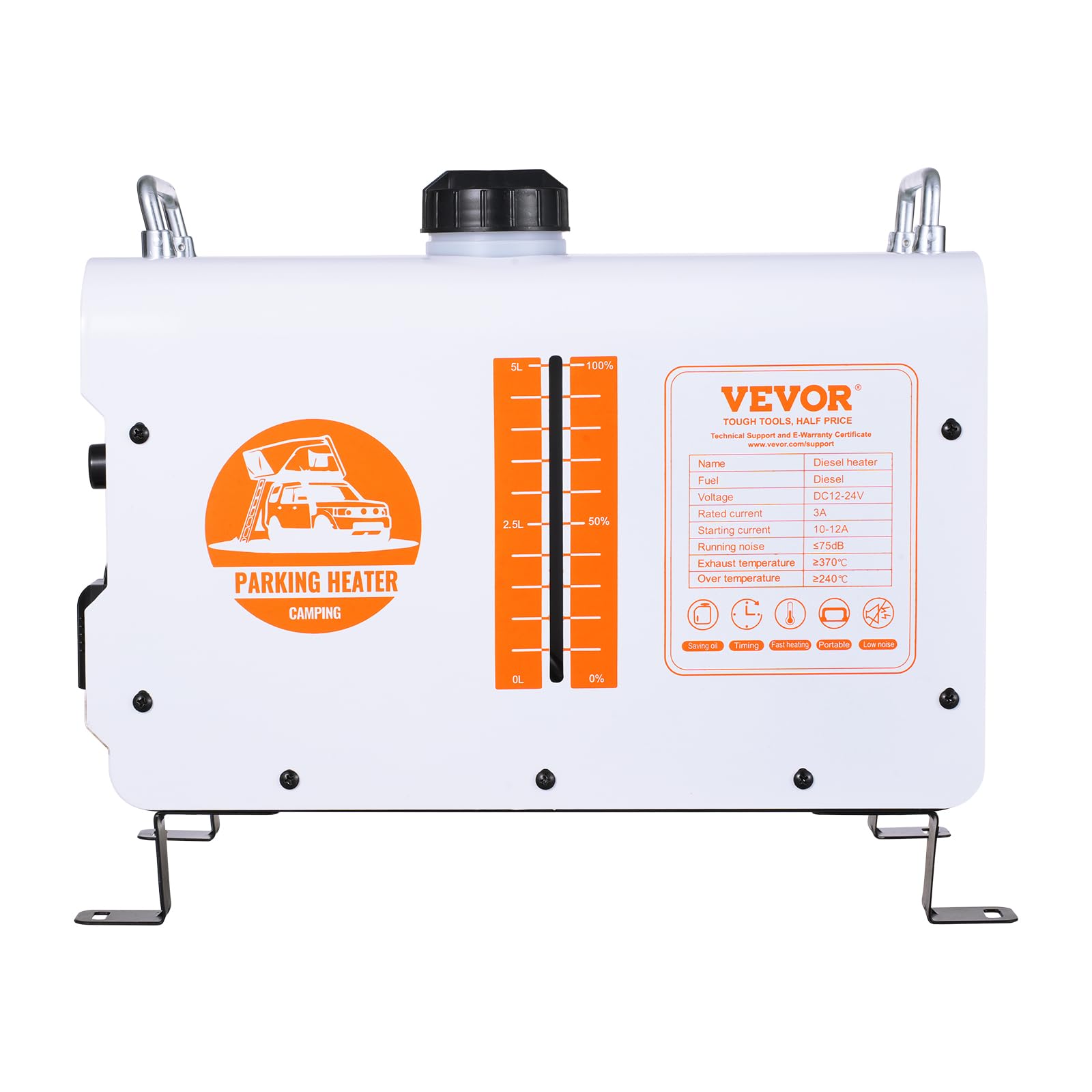 VEVOR Chauffage Diesel 8 kW, Réchauffeur d'Air Tout-en-Un 12/24/220 V, Contrôle par App Bluetooth, Télécommande et Écran d'Affichage, Alarme CO, Portable, Chauffage Rapide, pour Voiture Camping-car