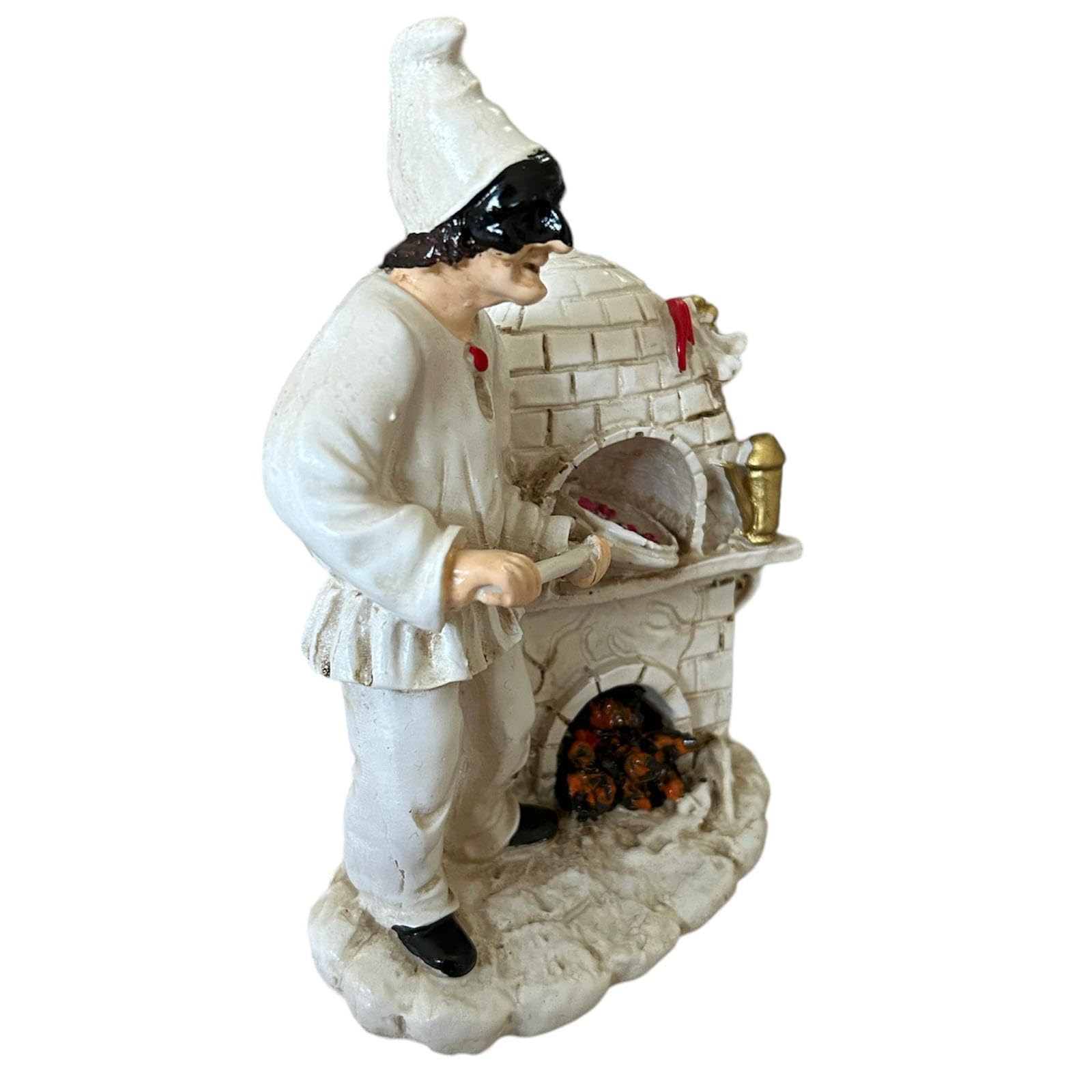 Generico Corno Portafortuna Statua Pulcinella napoletano in Resina Dipinta a Mano (Pulcinella pizzaiolo con forno)