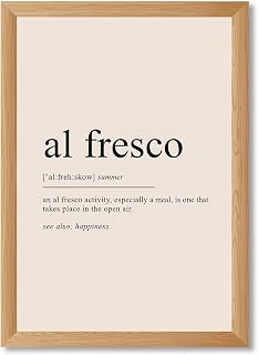Framed Al Fresco Definition Poster Canvas Print Art Modern Art Print Wall Art Pictures Painting Home Decor Trendy Elegant for Living Room Apartment Wall Decoration (Wood Framed,12L x16W)