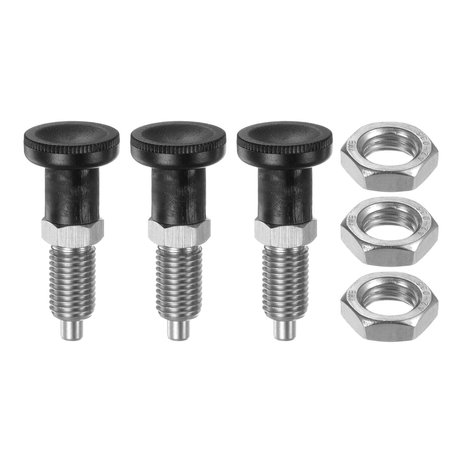 HARFINGTON 3pcs Push Fit Ball Nose Spring Plunger M12x1.5Thread .6mm Pin Dia Stainless Steel Return Knob Plunger Non-Locking Retractable Index Plunger for Industrial Equipment