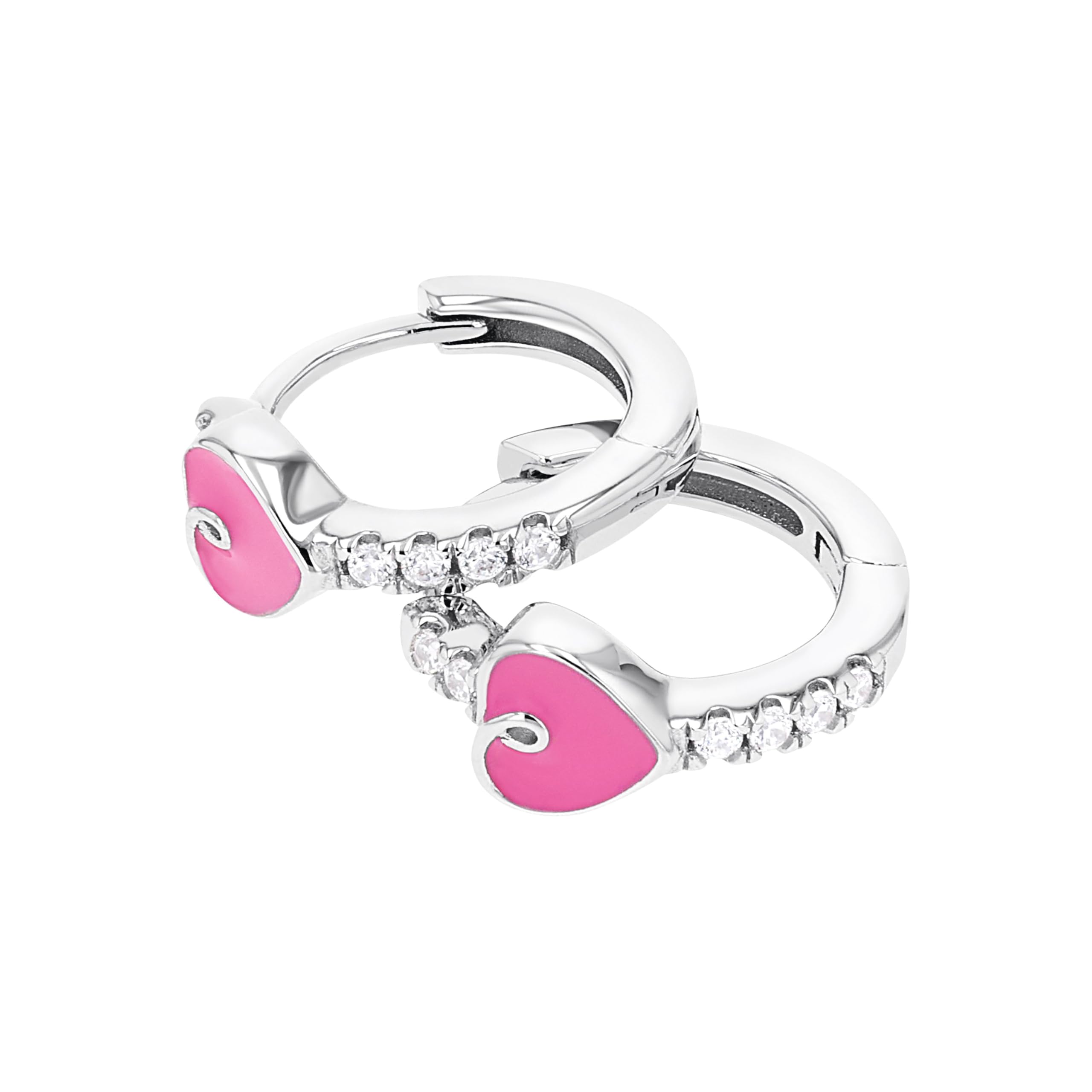 Principessa Lillifee - Orecchini da Ragazza in Argento 925 - con Zircone - Creoli a Cuore - PLI-E0029