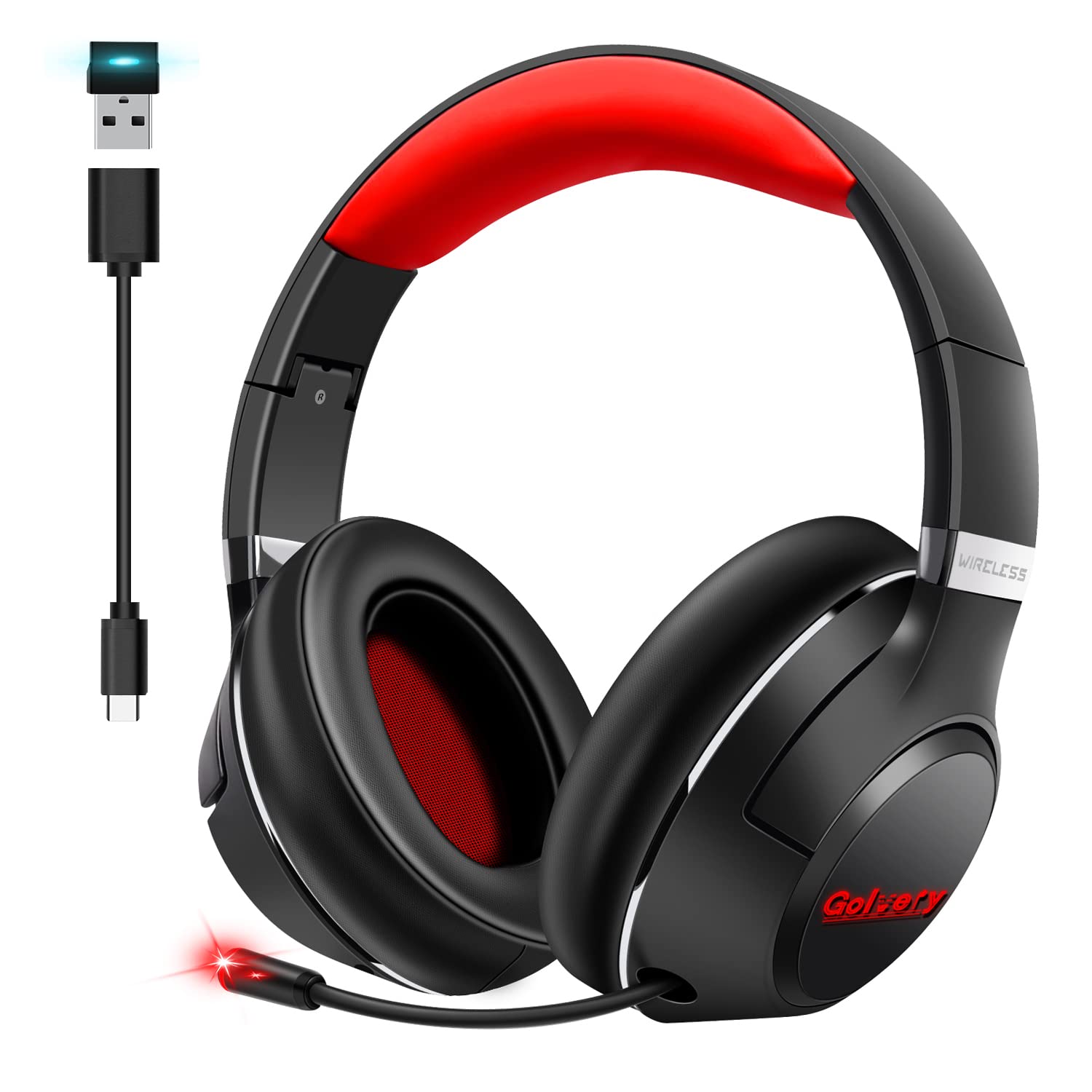 Amazon Com Golvery 2 4ghz Wireless Gaming Headset For Ps4 Ps5 Switch Pc Low Latency Over Ear Bluetooth Gaming Headphone W Noise Cancelling Mic Wired Mode For Xbox 3d Surround Sound Plug N Play Mute On Off