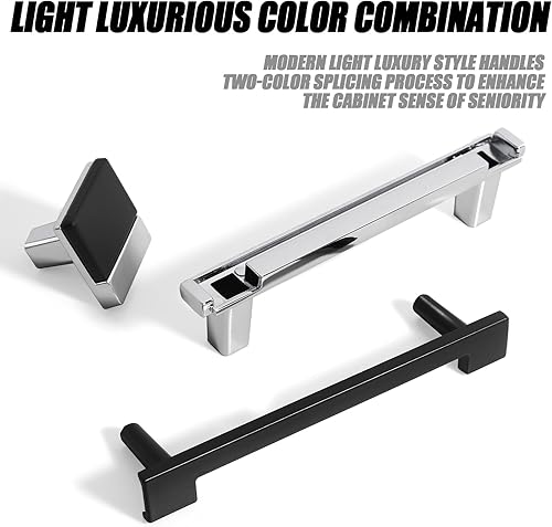 Miniatura 6 de Kcmwsy Paquete de 10 tiradores de gabinete en negro mate y dorado brillante, manijas de gabinete de cocina de aleación de zinc, tiradores cuadrados