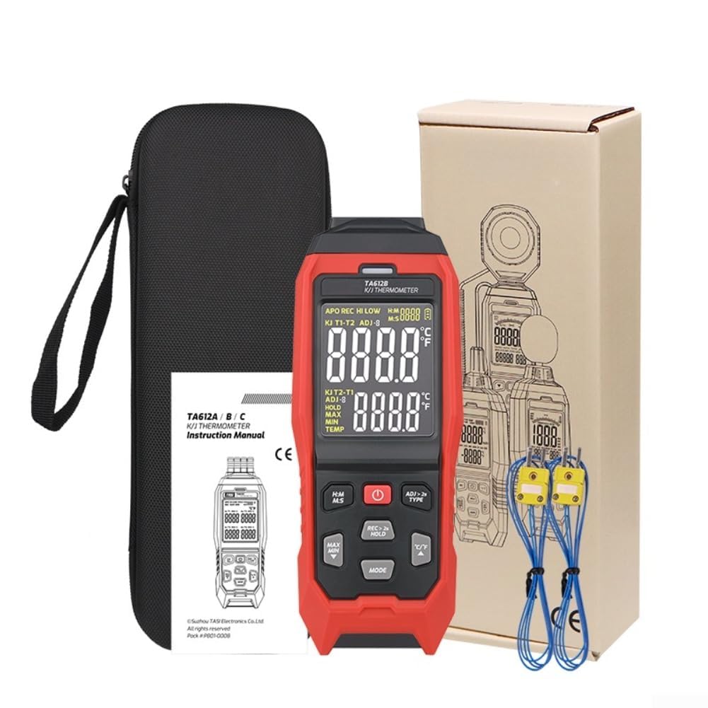 Termómetro digital de dos canales TA612B para medición de temperatura superficial con alarmas de límite superior/inferior