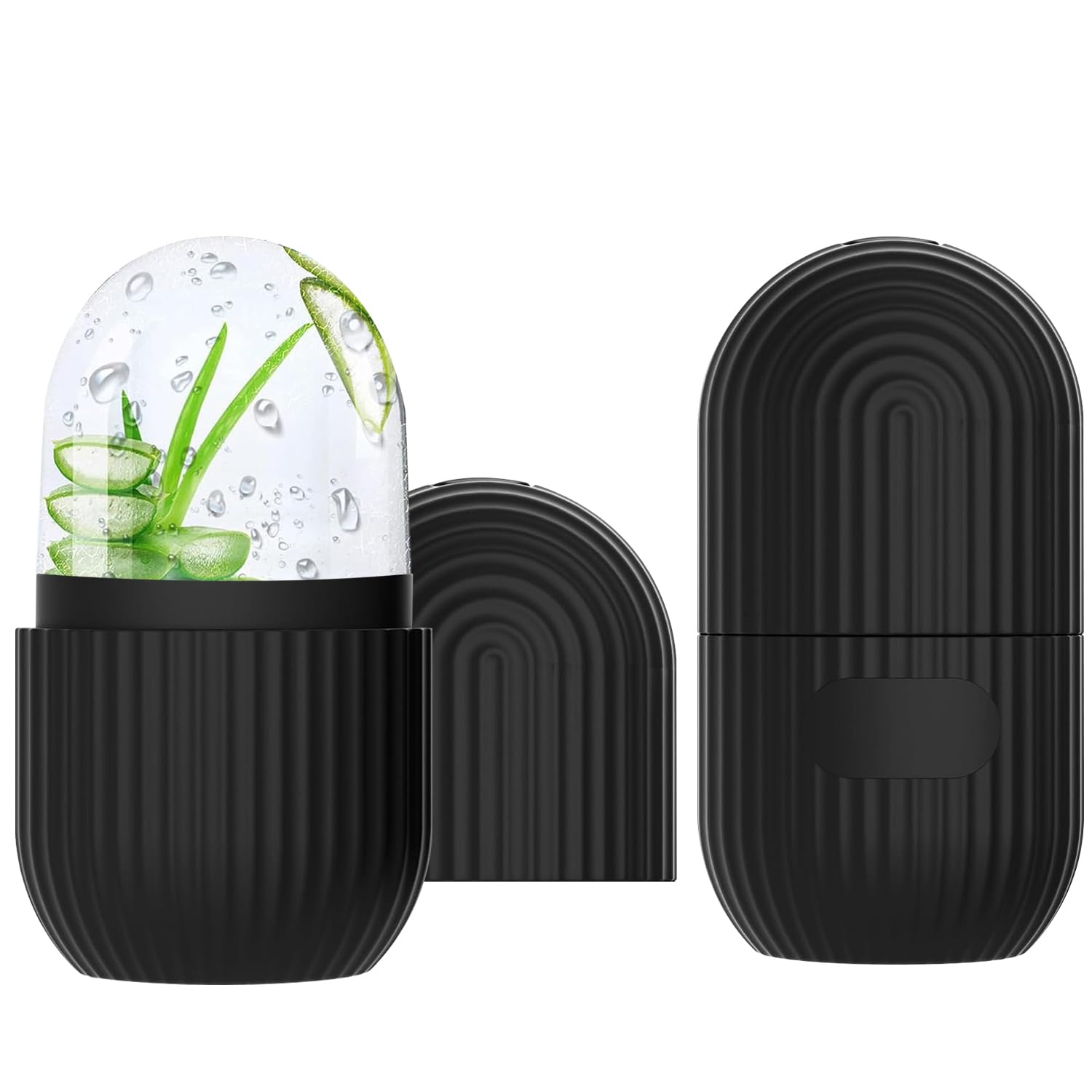 2 Pezzi Ice Roller Viso, Rullo di Ghiaccio Facciale, Stampo Ghiaccio Viso Riutilizzabile in Silicone, Riduzione Pori e Occhiaie, per Routine di Bellezza Naturale (Strisce Nere)