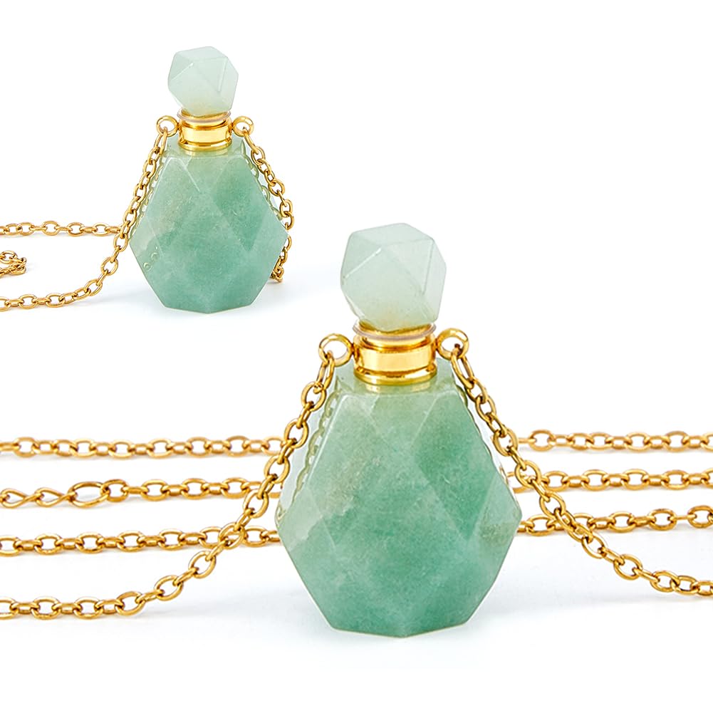 SUPERFINDINGS Collana con Flacone di Profumo, Pendente con Flacone di Profumo In Cristallo, Collana con Diffusore di Olio, Fiala con Pietre Preziose San valentino, Festa Della Mamma
