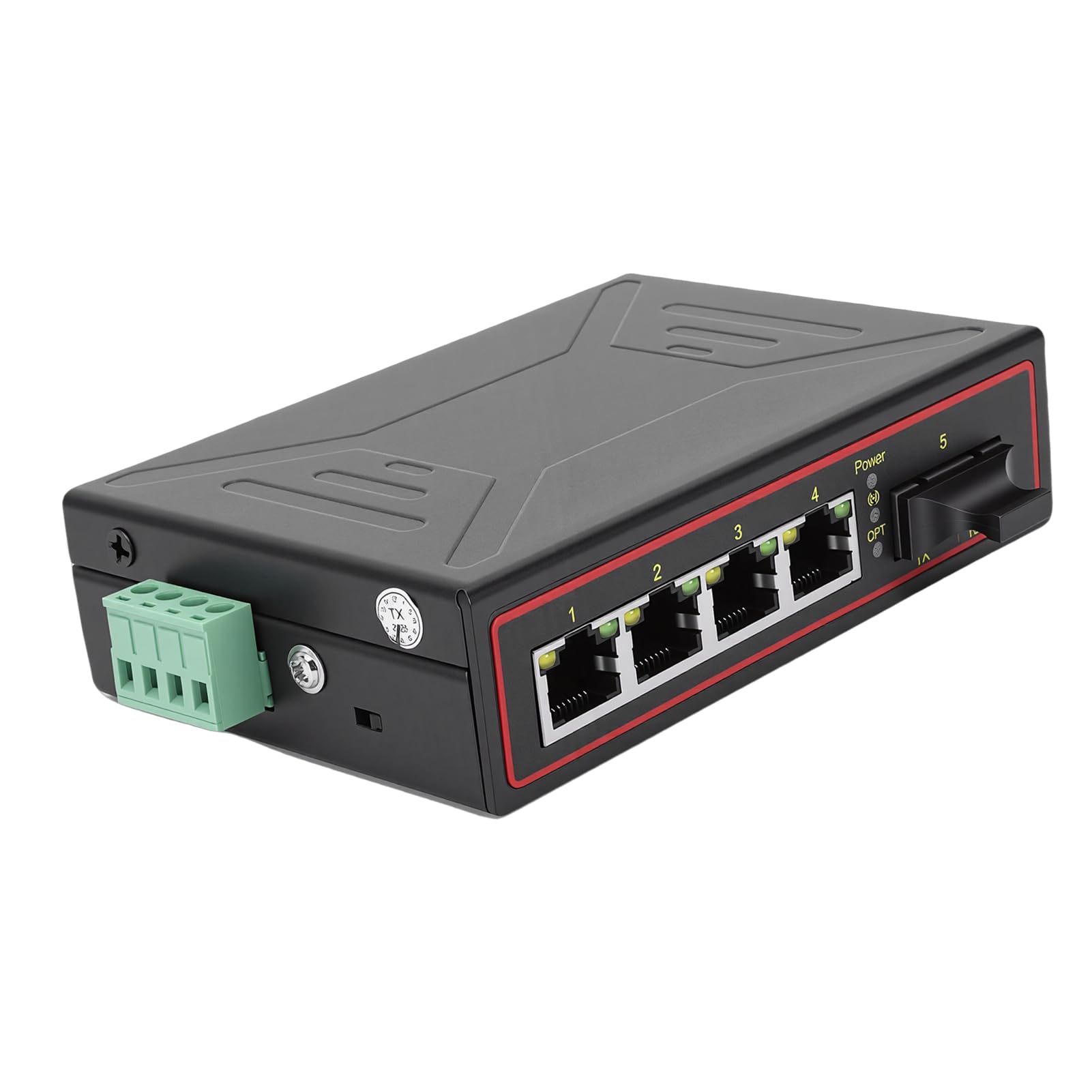 Fabater Convertitore Multimediale in Fibra Ethernet Switch Ethernet Industriale Ad Alte Prestazioni 10M 100M per Sistemi di Rete Metallo 1 Porta Ottica 4 Porte