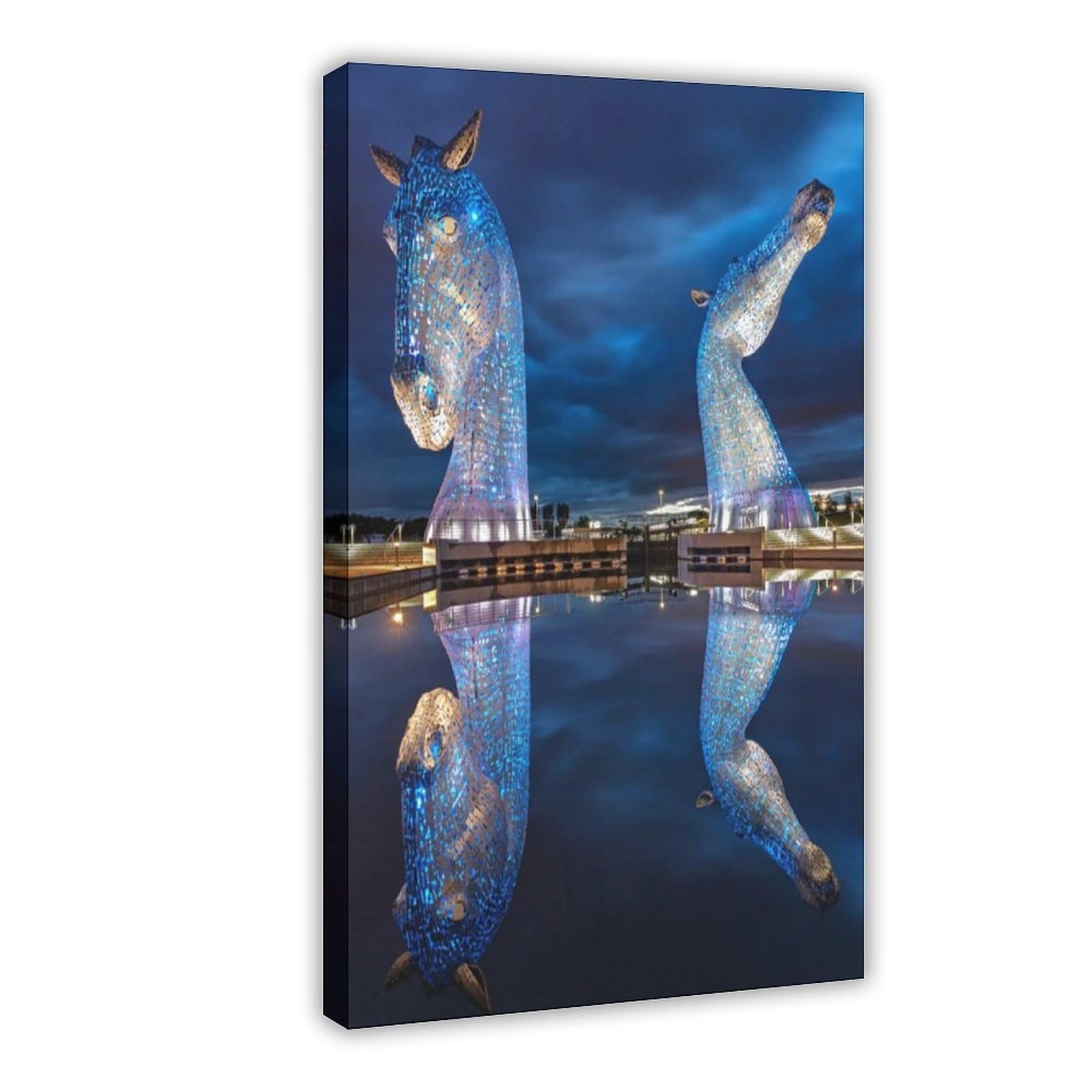 Bncedjk The Kelpies In Falkirk Canvas Poster Bedroom Decor Landscape Decor Gift 08X12inch(20X30cm)