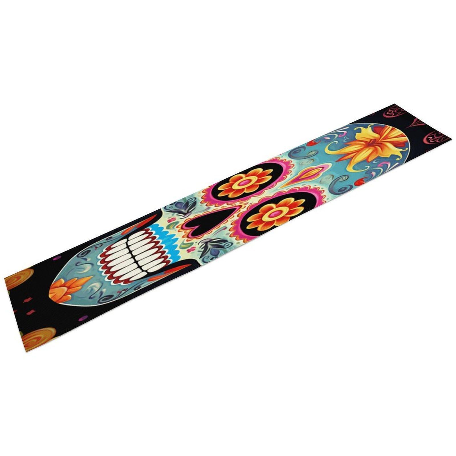 Sugar Skulls Table Runner 13" X 72" Exquisite Linen Table Runner Wrinkle Resistant Farmhouse Rustic Table Runners Seasonal Table Decoration for Kitchen Dining Home Party