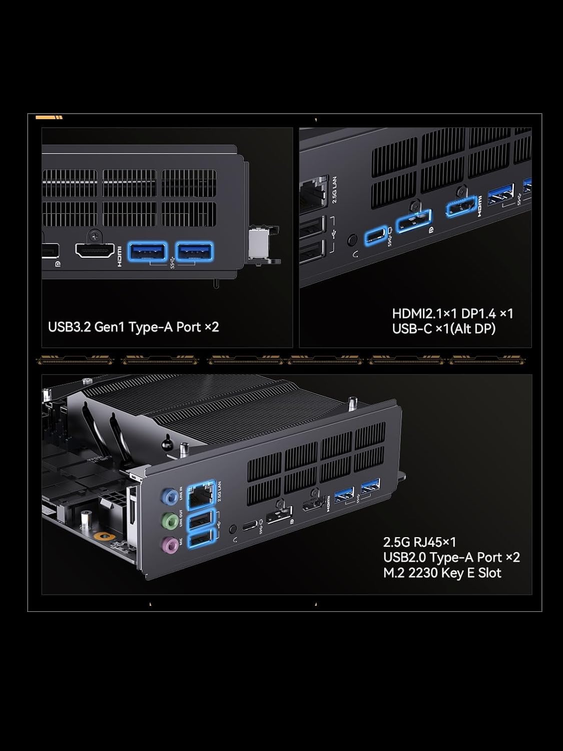 MINISFORUM BD895i SE Mini-ITX-Mainboard, AMD Ryzen 9 8945HX (16 C / 32 T, bis zu 5,4 GHz), PCIe 5.0 x16-Steckplatz, Zwei M.2 PCIe 4.0-Steckplätze, DDR5, HDMI/DP/USB-C, RJ45 2,5 GbE, USB 3.2 Gen 2