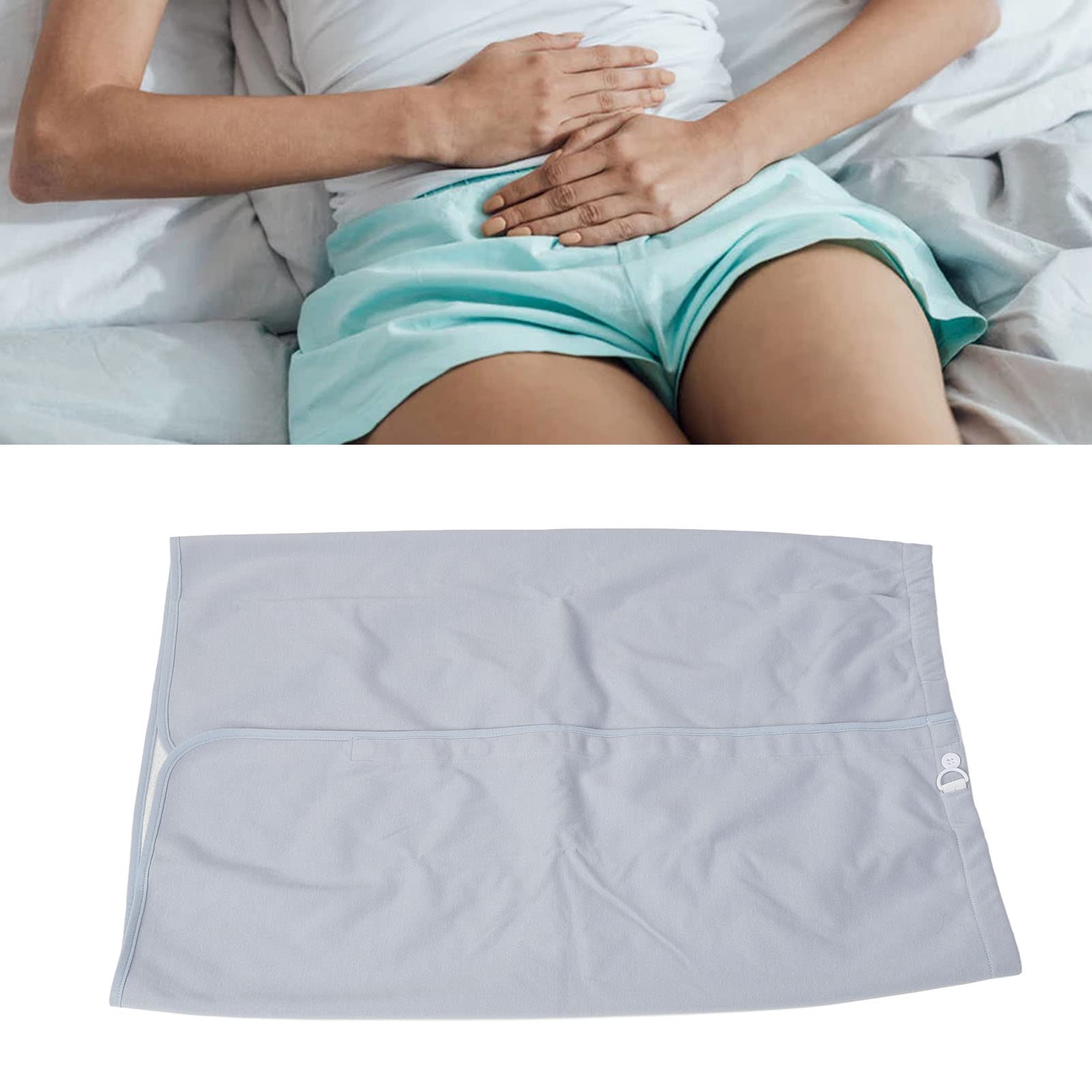Matelas D'incontinence Portable, Jupe de Couche Imperméable et Anti-fuite pour Adultes Absorbant L'eau Réutilisable Lavable Gris Bleu (XL)