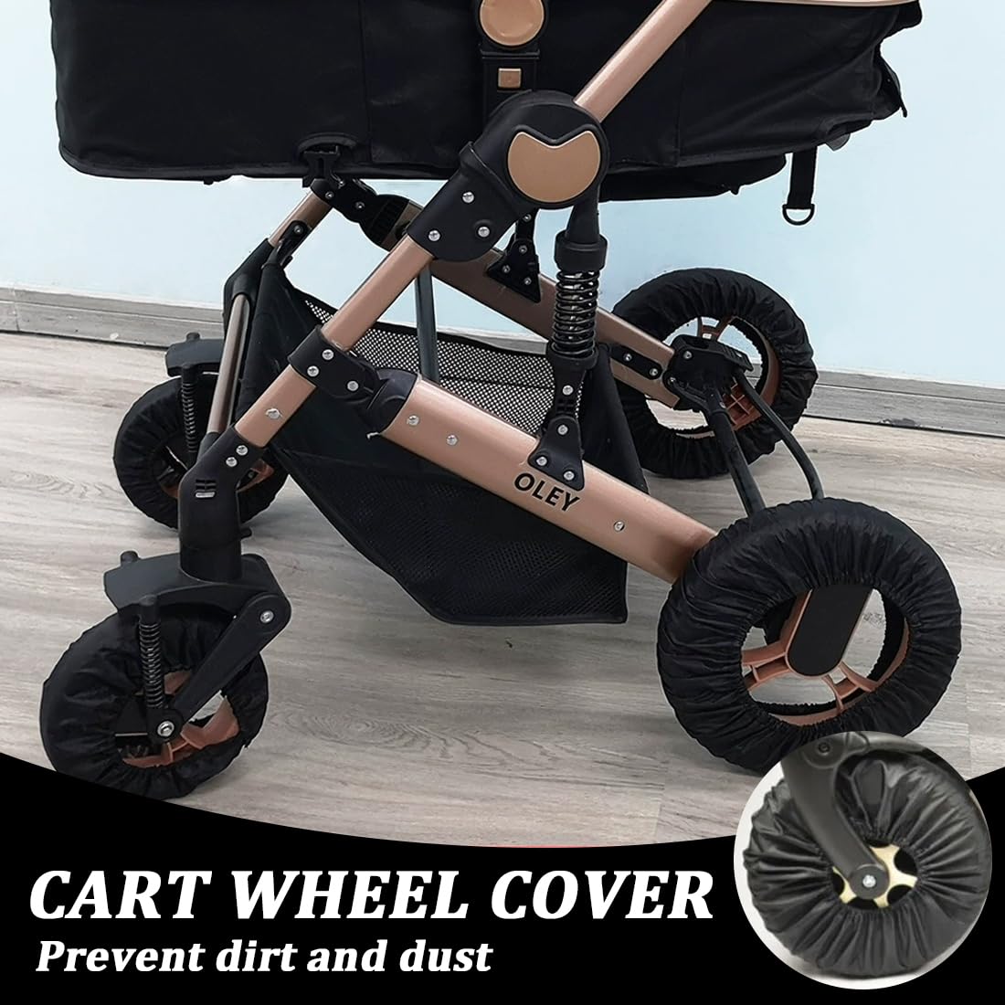 4 Pcs Copriruota per Passeggino Copriruota in Tessuto Oxford, Copertura Protettiva Per Passeggino, Accessori per Passeggino, Coperture Di Protezione Ruote Antipolvere con Agganciare