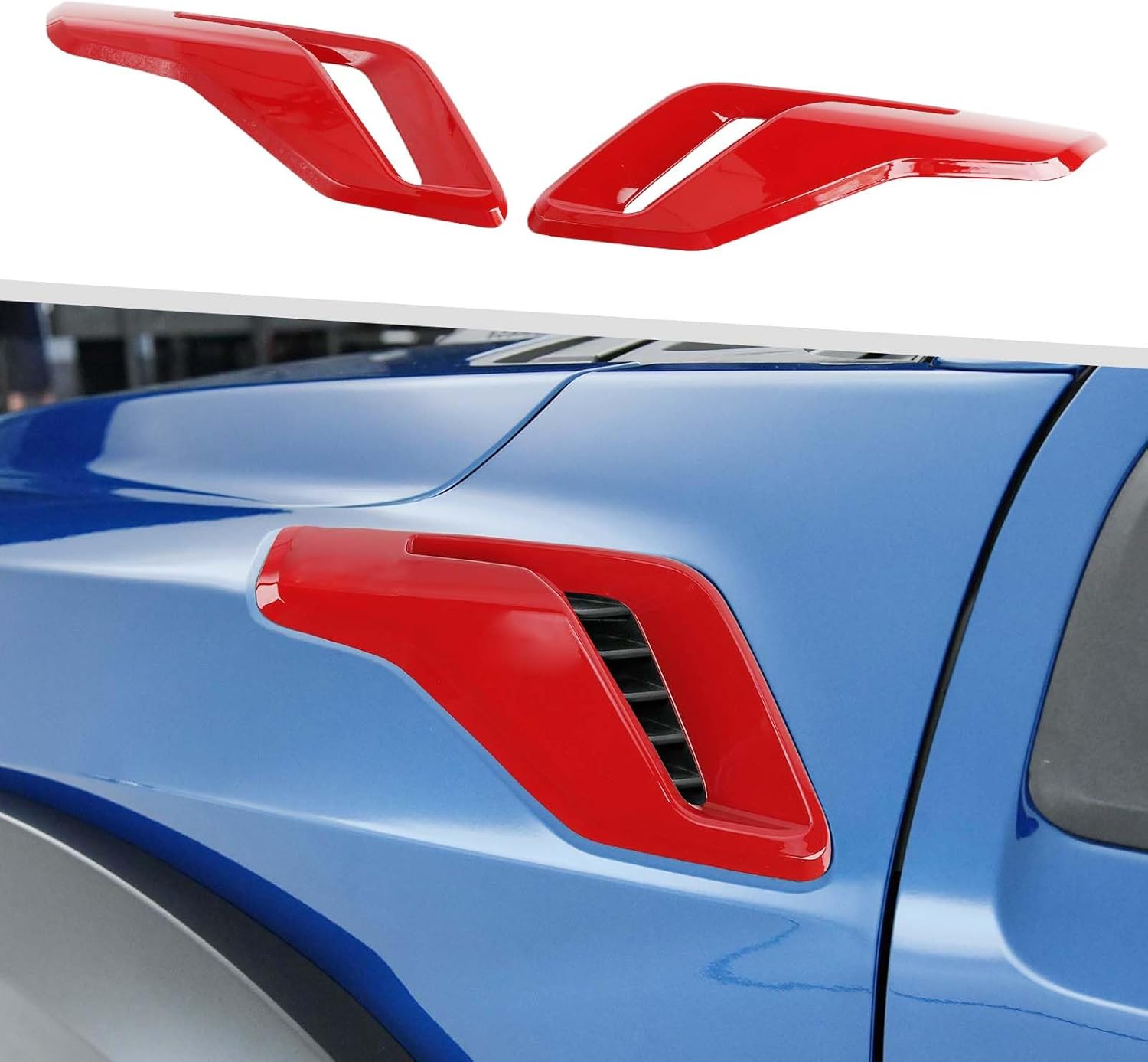 Jimen Compatible with Ford F150 Raptor 2021-2023, 2PCS Fender Vents Cover Trim (Carbon Fiber)