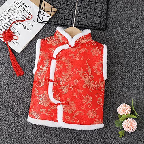 Tang Suit Vest Tops for Toddler Kids Girl Vest Coat Chinese Calendar New Year Sleeveless Traditional Tang Suit Tops2