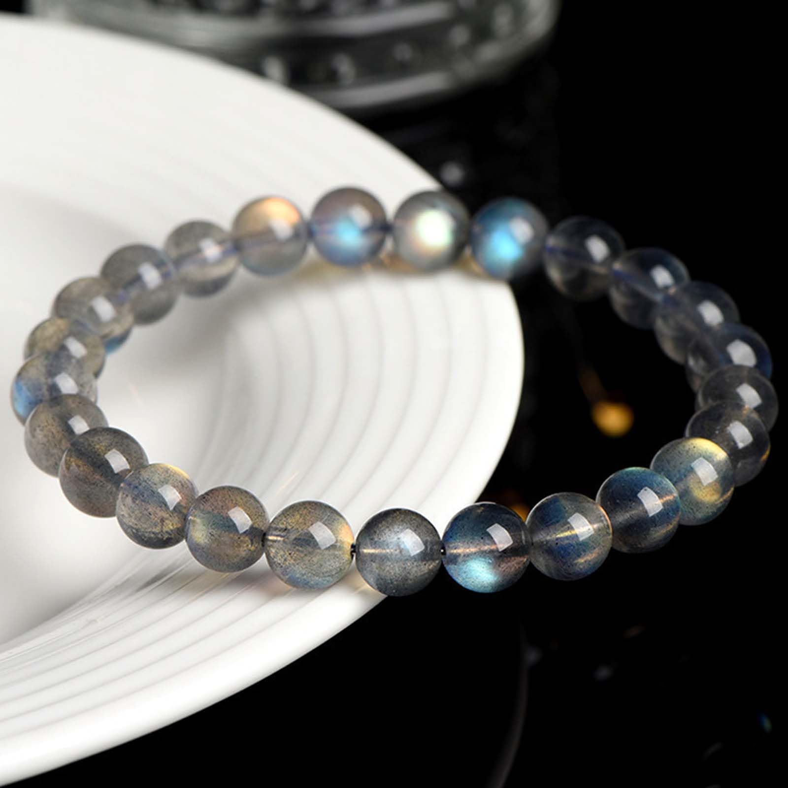 Bracciale in Pietra di Luna Grigia Labradorite Grado 7A