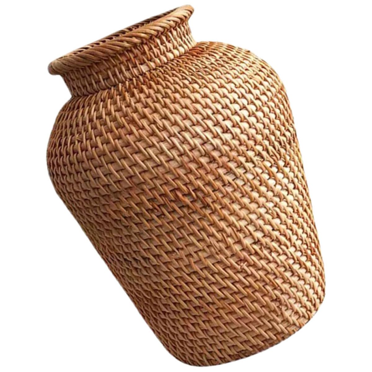 Vase tressé en rotin naturel ERINGOGO, petit cache-pot champêtre maison