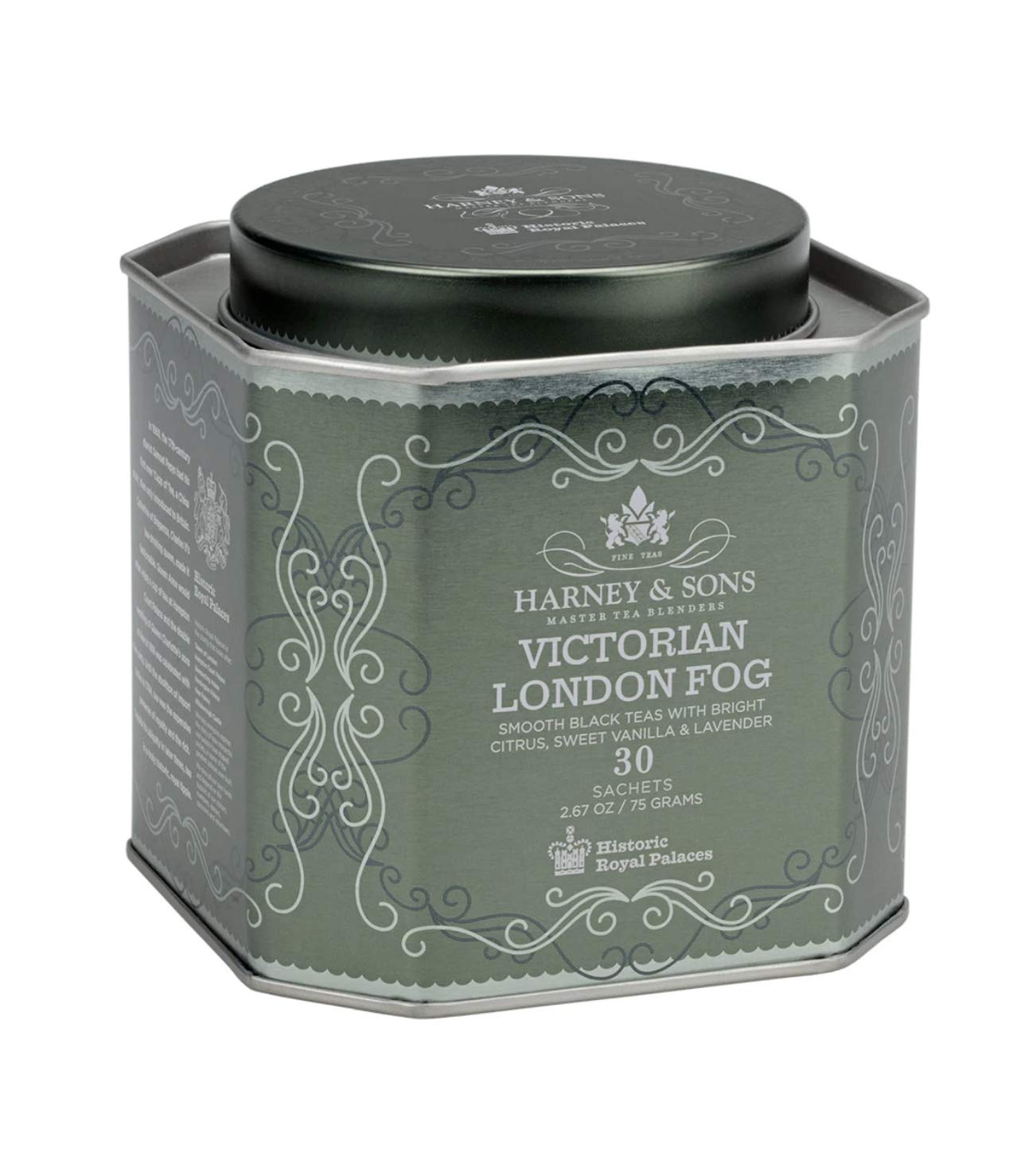 Harney & Sons Victorian London Fog Tea, Black and Oolong Tea with Citrus, Vanilla and Lavender | 30 Sachets, Historic Royal Palaces Collection