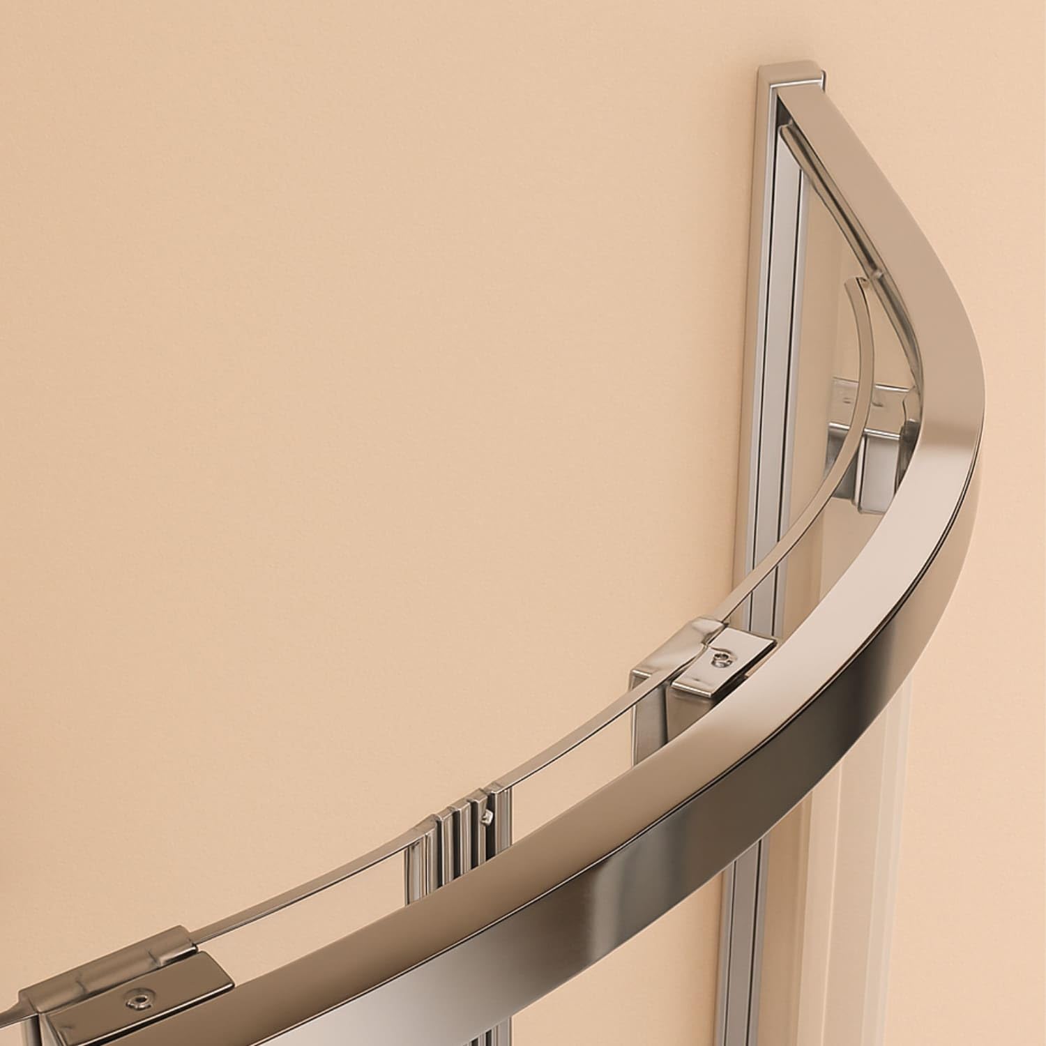 SOULHOME Mampara de ducha semicircular 90x90 cm Altura 200 cm CROMO | Mampara Semicircular (corredera + fijo) + (corredera + fijo), RADIO ROCA, Vidrio de seguridad 6mm tratamiento antical